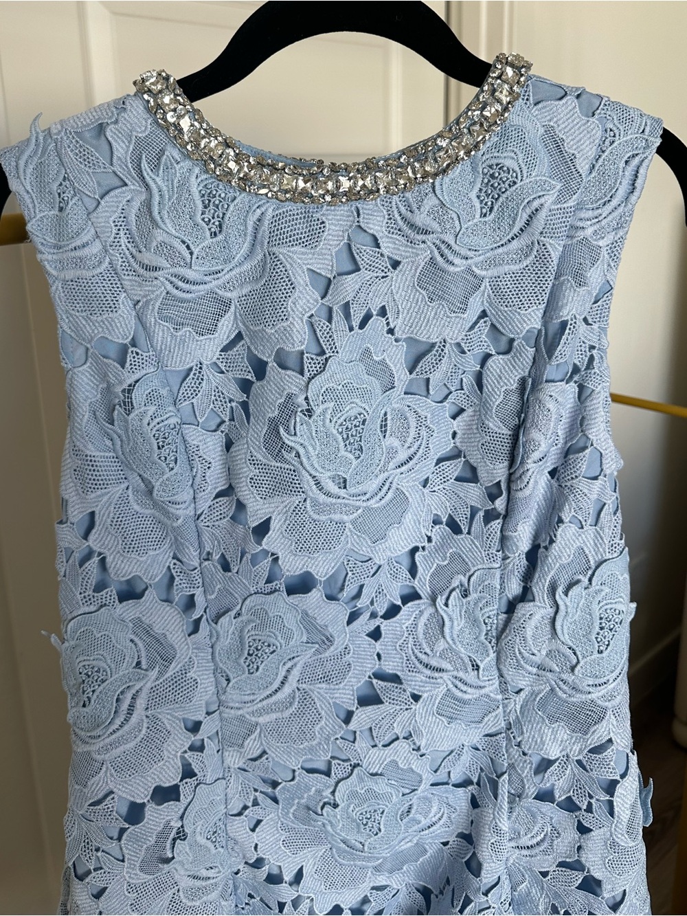 SELF-PORTRAIT Blue Flower Lace Mini Dress - Picture 4 of 8